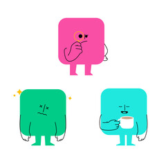 Doodle Shapes of Three Square Icon Pack 04