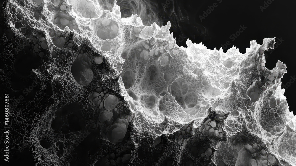 Poster a realistic 4k 3d abstract background with fluid forms, shown from a side angle, creating an intrica