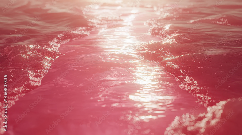 Poster a 4k realistic rende of side angle fluid lines with a pinkish hue creates a mesmerizing 3d backgroun
