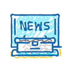 news anchor desk media icon doodle illustration