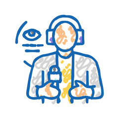 commentator news media icon doodle illustration