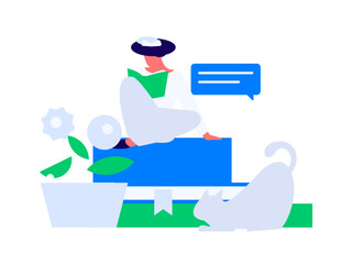 Character reading quietly vector concept operation hand drawn illustration
