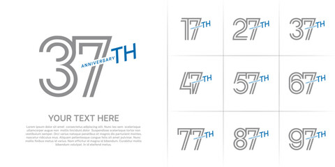 Anniversary logo type set with double line number. grey and blue color can be use special moment