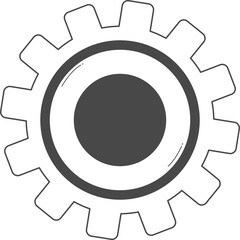 Black and white gear illustration.