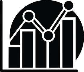 line graph analytics logo silhouette icon vector illustration