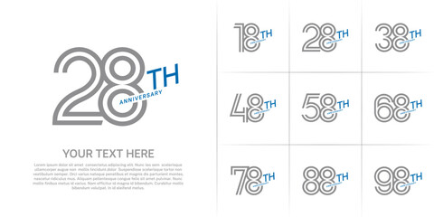 Anniversary logo type set with double line number. grey and blue color can be use special moment