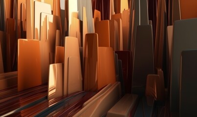 Obraz premium Abstract Composition of Geometric Shapes in Earth Tones and Shadows