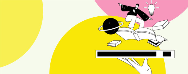 Character reading quietly vector concept operation hand drawn illustration
