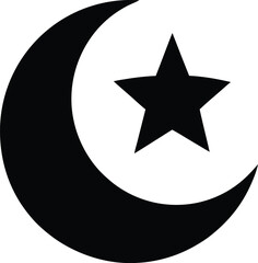 moon and star logo silhouette icon vector illustration