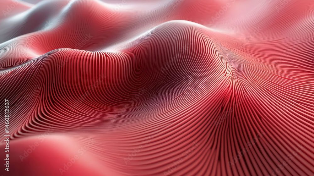 Poster red frequency patterns flow gracefully, creating a realistic 4k 3d background with side lighting, sh