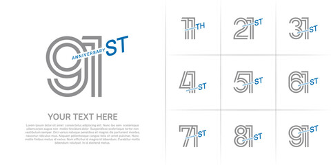 Anniversary logo type set with double line number. grey and blue color can be use special moment