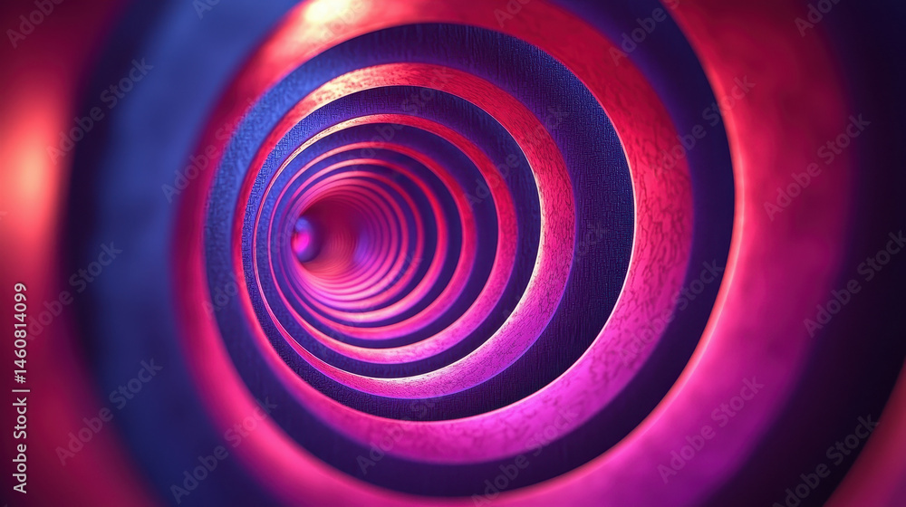 Poster geometric spirals create a realistic 3d background illusion in 4k resolution, angled from the side, 