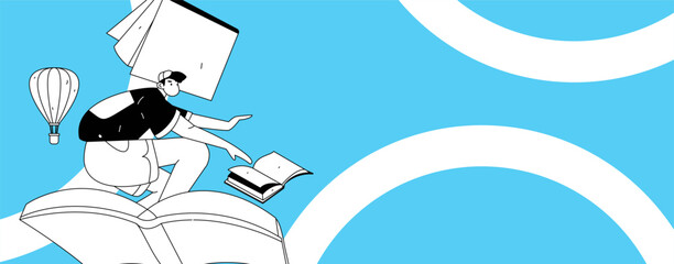 Character reading quietly vector concept operation hand drawn illustration
