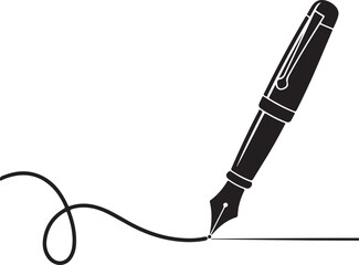 The signature icon. Pen and undersign, underwrite, ratify symbol. Flat