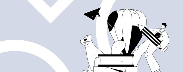 Character reading quietly vector concept operation hand drawn illustration
