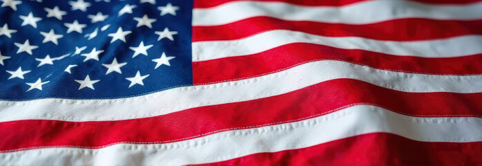 Fototapeta premium American flag with stars and stripes waving in the wind