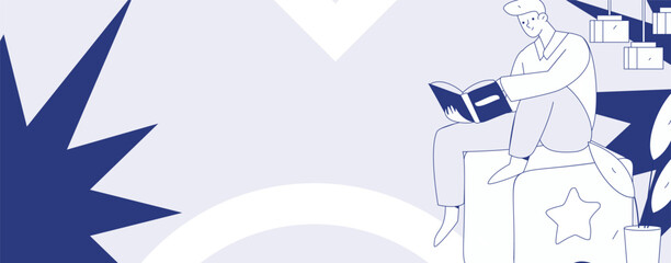 Character reading quietly vector concept operation hand drawn illustration
