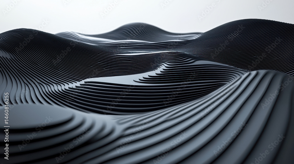 Poster harmonious 3d background showcasing realistic layered forms in 4k resolution from a side angle persp