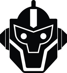 robot face tech logo silhouette bold and minimal icon vector illustration