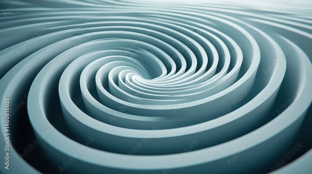 Poster hypnotic 3d background with realistic rendered curves creating a mesmerizing spiral effect in high r