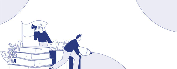 Character reading quietly vector concept operation hand drawn illustration
