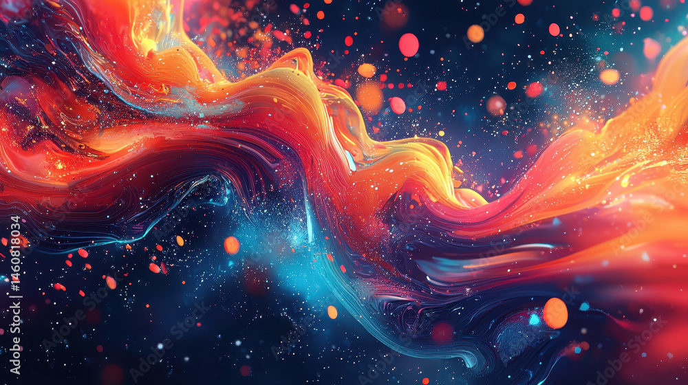 Poster imaginative 3d fluid visuals create a vibrant abstract background in realistic 4k, displaying side a