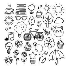 Set of abstract doodle on white background. Hand drawn abstract doodle isolated on white background.