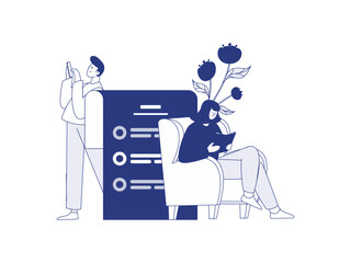 Character reading quietly vector concept operation hand drawn illustration
