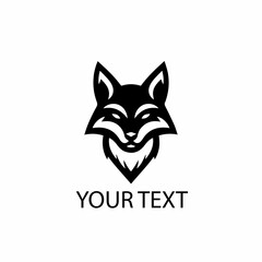 Fox Head Logo – Monochrome Stylized Wild Animal Vector on Isolated White Background