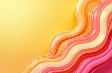 Colorful abstract waves on yellow background with pink and orange gradient