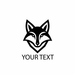 Fototapeta premium Fox Head Logo – Monochrome Stylized Wild Animal Vector on Isolated White Background
