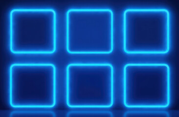 Glowing blue neon squares on dark background