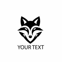 Fox Head Logo – Monochrome Stylized Wild Animal Vector on Isolated White Background