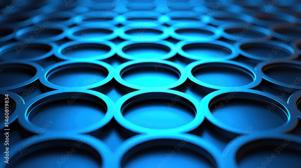 Poster intricate 3d background featu realistic interconnected circles with a side angle perspective present