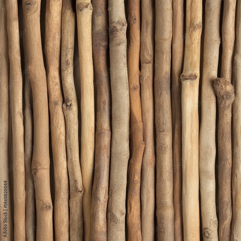 Poster rustic wooden sticks aligned vertically creating a textured background close up studio shot natural 