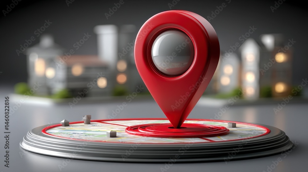 Aufkleber red location pin on map gps navigation cityscape minimalist design