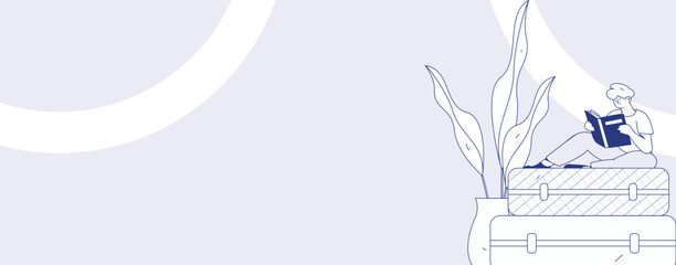 Character reading quietly vector concept operation hand drawn illustration
