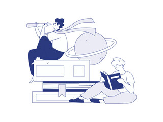 Character reading quietly vector concept operation hand drawn illustration
