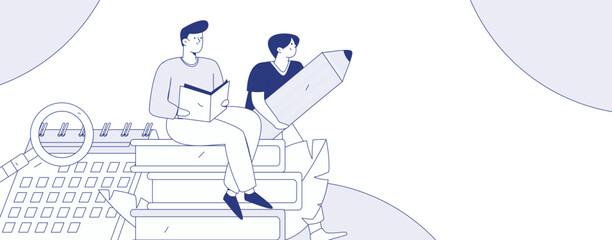 Character reading quietly vector concept operation hand drawn illustration
