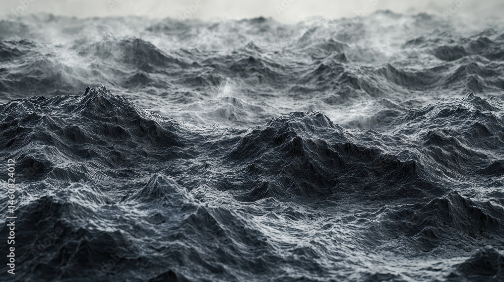 Poster a realistic 4k 3d background visual shows layered ocean waves with side angle view, featu dynamic mo