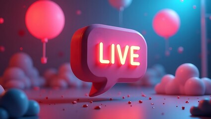 Live stream notification, 3D icon style
