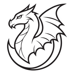Obraz premium Dragon Head Outline Vector Illustration for Coloring Pages