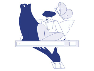 Character reading quietly vector concept operation hand drawn illustration
