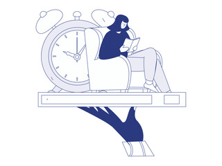 Character reading quietly vector concept operation hand drawn illustration

