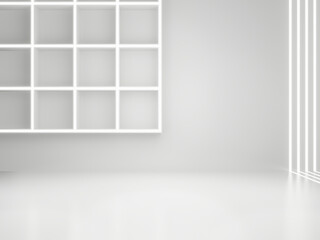 3D White background with white neon lights