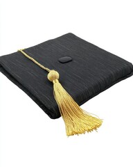 Square academic cap in studio shot with gold tassel for graduation celebration education achievement