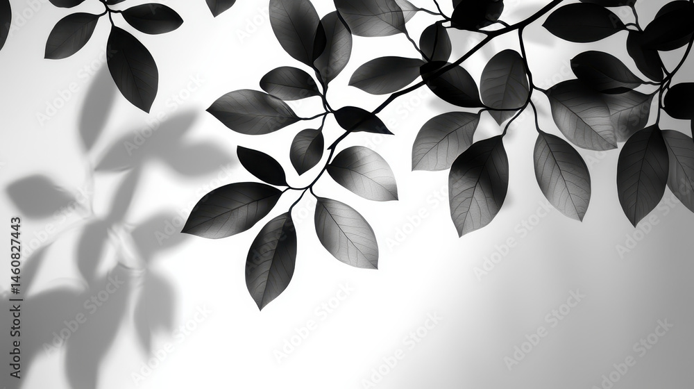 Aufkleber realistic 4k 3d render showcases beautiful leaf silhouettes creating dynamic shadows in a side angle
