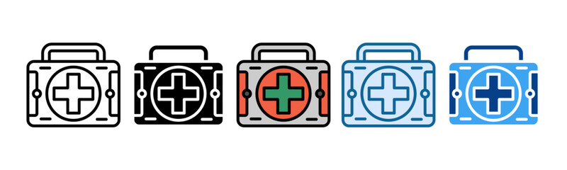 First Aid Kit Icon Set Multiple Style Collection
