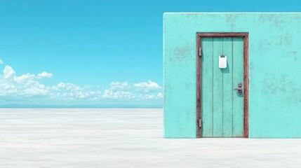 Minimalist Turquoise Door  Open Space  Sky  Beach  Serenity