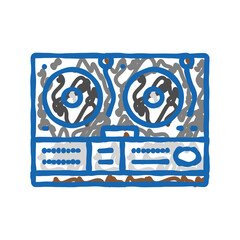 retro dj turntable retro music icon doodle illustration